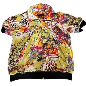 Vintage Simon Chang short sleeve zip top medium